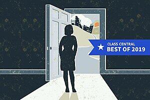 A woman stands in darkness at an open door