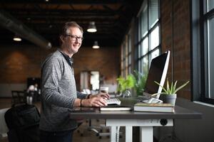 Office desk, Man, Business image
